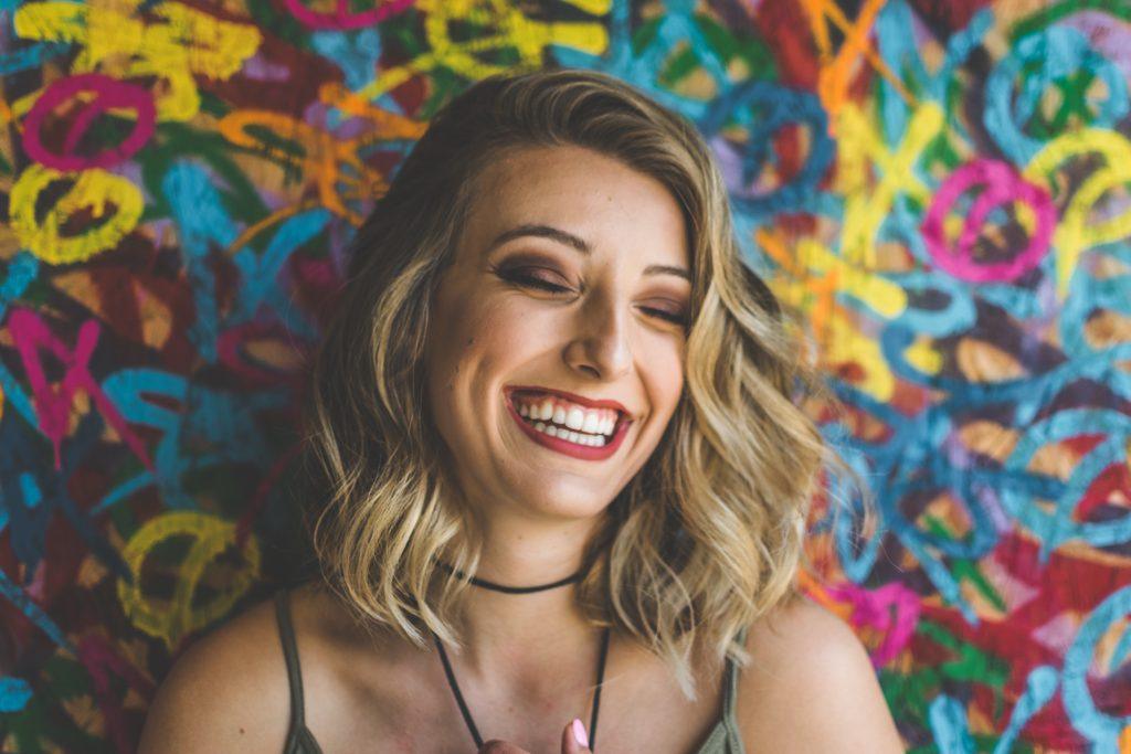 Lingual braces on a smiling woman